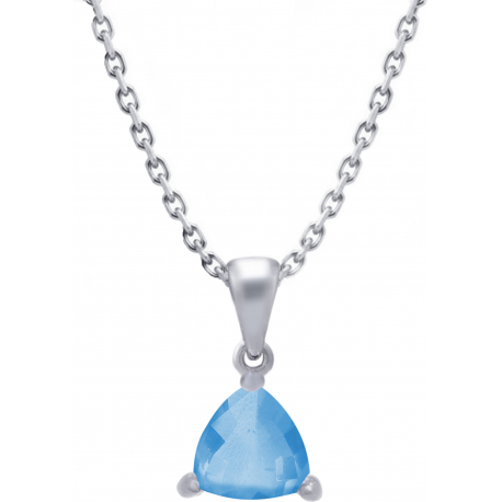 Collier en argent rhodié - topaze bleue - 6x6 - 3,3g - 38+5cm