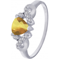 Bague en argent rhodié - citrine - 6x6 - 2,9g - 50 à 64