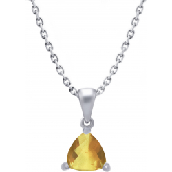 Collier en argent rhodié - citrine - 6x6 - 3,3g - 38+5cm