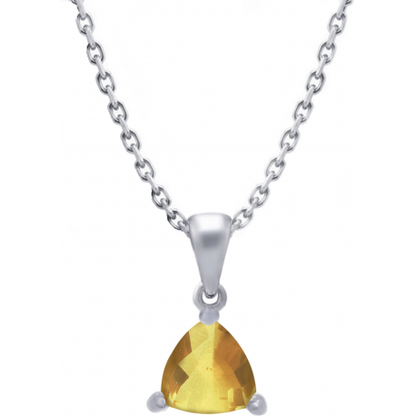 Collier en argent rhodié - citrine - 6x6 - 3,3g - 38+5cm