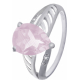 Bague en argent rhodié - quartz rose - 2,4g - 50 à 64