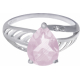 Bague en argent rhodié - quartz rose - 2,4g - 50 à 64