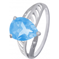 Bague en argent rhodié - topaze bleue - 2,4g - 50 à 64