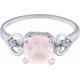 Bague en argent rhodié - quartz rose - 7x7 - 3g - 50 à 64