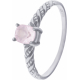 Bague en argent rhodié - quartz rose - 6x6 - 2,9g - 50 à 64