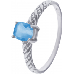 Bague en argent rhodié - topaze bleue - 6x6 - 2,9g - 50 à 64