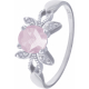 Bague en argent rhodié - quartz rose - 6mm - 3g - 50 à 64