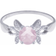 Bague en argent rhodié - quartz rose - 6mm - 3g - 50 à 64