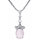 Collier en argent rhodié - quartz rose - 8x10 - 3,3g - 45cm