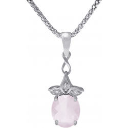 Collier en argent rhodié - quartz rose - 8x10 - 3,3g - 45cm