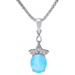 Collier en argent rhodié - topaze bleue - 8x10 - 3,3g - 45cm