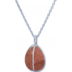 Collier en argent rhodié - strawberry quartz - 15mm - 7,3g - 45cm