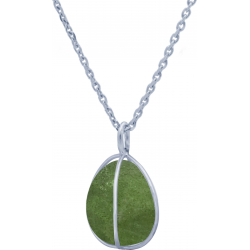 Collier en argent rhodié - quartz vert - 15mm - 7,3g - 45cm