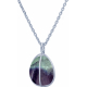 Collier en argent rhodié - fluorite - 15mm - 7,3g - 45cm