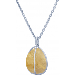 Collier en argent rhodié - citrine - 15mm - 7,3g - 45cm