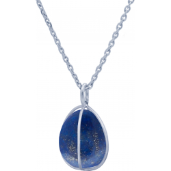 Collier en argent rhodié - lapis lazuli - 15mm - 7,3g - 45cm