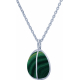 Collier en argent rhodié - malachite - 15mm - 7,3g - 45cm