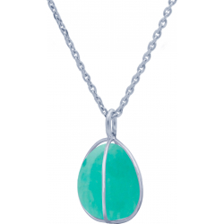 Collier en argent rhodié - amazonite - 15mm - 7,3g - 45cm