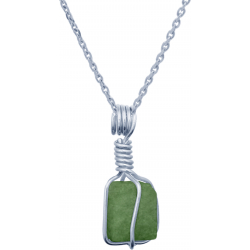 Collier en argent rhodié - quartz vert - 15mm - 3,7g - 40cm