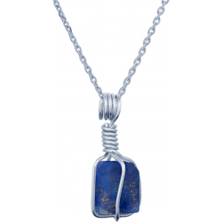 Collier en argent rhodié - lapis lazuli - 15mm - 3,7g - 40cm