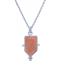 Collier en argent rhodié - strawberry quartz - 8x14mm - 3,4g - 40cm