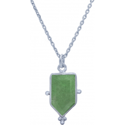 Collier en argent rhodié - quartz vert - 8x14mm - 3,4g - 40cm