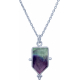 Collier en argent rhodié - fluorite - 8x14mm - 3,4g - 40cm