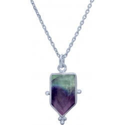 Collier en argent rhodié - fluorite - 8x14mm - 3,4g - 40cm