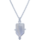 Collier en argent rhodié - blue lace agate - 8x14mm - 3,4g - 40cm