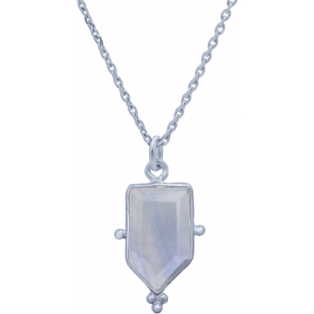 Collier en argent rhodié - blue lace agate - 8x14mm - 3,4g - 40cm