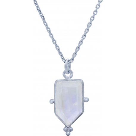 Collier en argent rhodié - pierre de lune - 8x14mm - 3,4g - 40cm