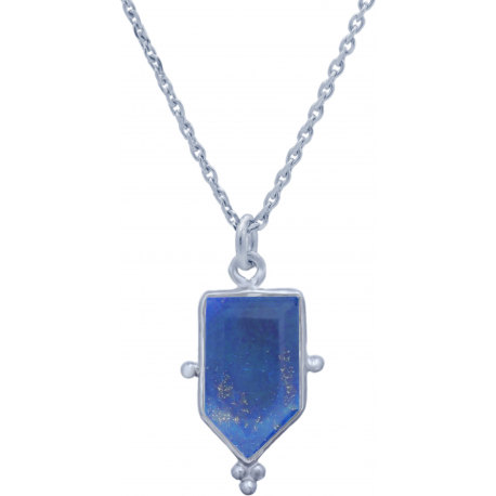 Collier en argent rhodié - lapis lazuli - 8x14mm - 3,4g - 40cm