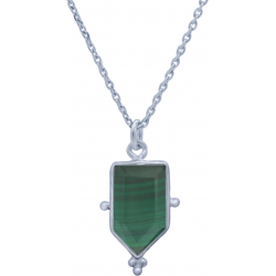 Collier en argent rhodié - malachite - 8x14mm - 3,4g - 40cm