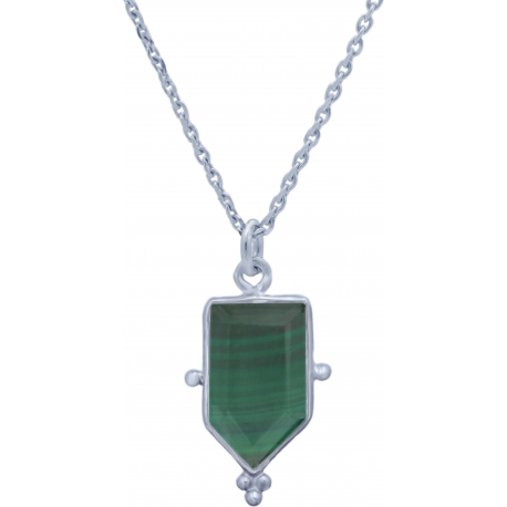 Collier en argent rhodié - malachite - 8x14mm - 3,4g - 40cm