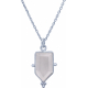 Collier en argent rhodié - quartz rose - 8x14mm - 3,4g - 40cm