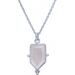 Collier en argent rhodié - quartz rose - 8x14mm - 3,4g - 40cm