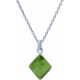 Collier en argent rhodié - quartz vert - 11x13mm - 2,9g - 40cm