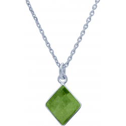 Collier en argent rhodié - quartz vert - 11x13mm - 2,9g - 40cm