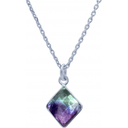 Collier en argent rhodié - fluorite - 11x13mm - 2,9g - 40cm