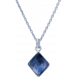 Collier en argent rhodié - lapis lazuli - 11x13mm - 2,9g - 40cm