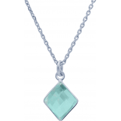 Collier en argent rhodié - amazonite - 11x13mm - 2,9g - 40cm