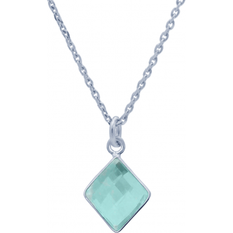 Collier en argent rhodié - amazonite - 11x13mm - 2,9g - 40cm