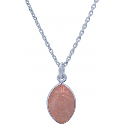 Collier en argent rhodié - strawberry quartz - 8x12mm - 3,5g - 38+5cm