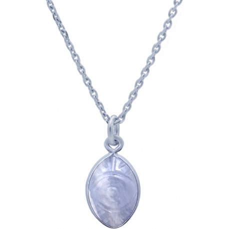 Collier en argent rhodié - blue lace agate - 8x12mm - 3,5g - 38+5cm