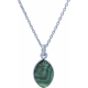 Collier en argent rhodié - malachite - 8x12mm - 3,5g - 38+5cm