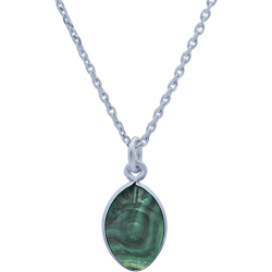 Collier en argent rhodié - malachite - 8x12mm - 3,5g - 38+5cm