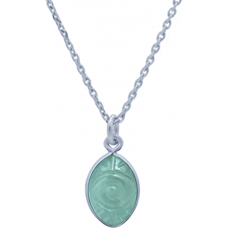 Collier en argent rhodié - amazonite - 8x12mm - 3,5g - 38+5cm