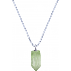 Collier en argent rhodié - quartz vert - 6x12mm - 2,8g - 40cm