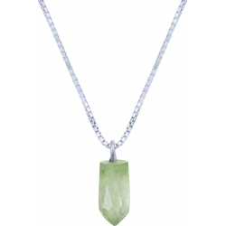 Collier en argent rhodié - quartz vert - 6x12mm - 2,8g - 40cm