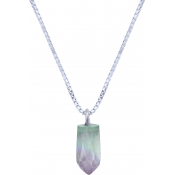 Collier en argent rhodié - fluorite - 6x12mm - 2,8g - 40cm